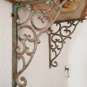 1 large vintage shelf bracket 24 x 33 cm, for building your own shelves, DIY shelf angle, cast iron shelf holder, shelf support, wall bracket, corner console image 8