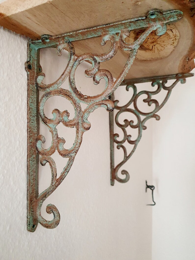 1 large vintage shelf bracket 24 x 33 cm, for building your own shelves, DIY shelf angle, cast iron shelf holder, shelf support, wall bracket, corner console image 8