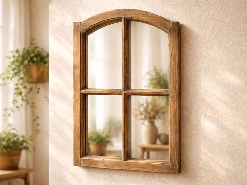 Deko Holzfenster 50x78cm wie Eiche Sonoma Landhaus Sprossenfenster Fensterrahmen Wanddeko image 16