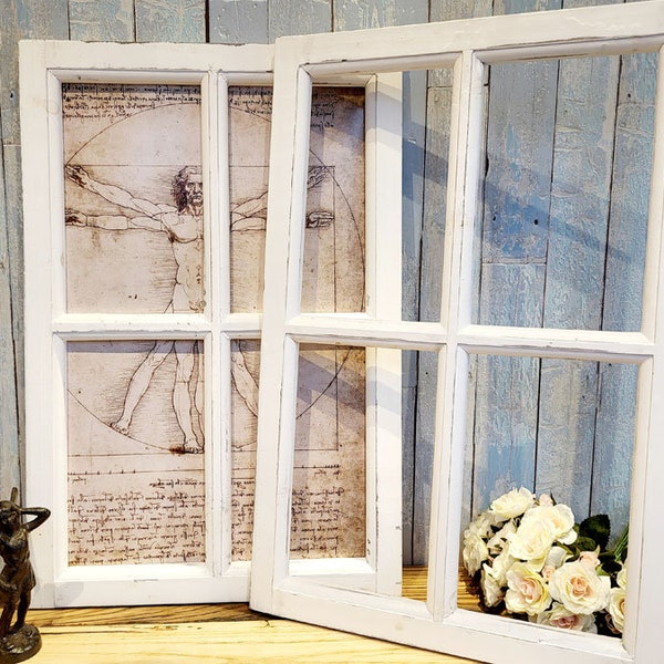 Deko Holzfenster 40x60cm "Shabby weiß" Shabby Chic Fensterrahmen