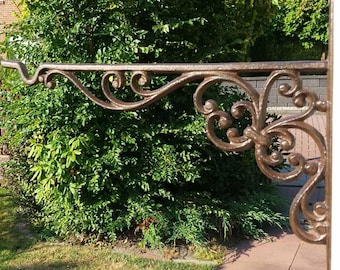 Large vintage wall bracket, 35 cm wall hook for hanging flower baskets, made of cast iron, nostalgic wall bracket for wall decoration.