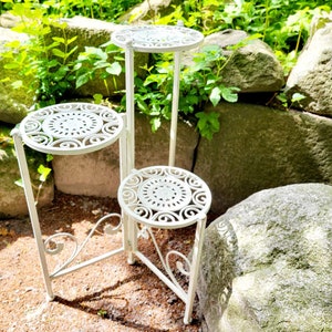Shabby Chic plant table flower staircase white plant staircase 66 cm high flower stand etagere with 3 shelves old white winter garden decoration