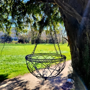 Nostalgische hangschaal 29 cm Ø "Antiek" voor decoratie & beplanting Vintage bloemenmand Gegoten aluminium plantenmand Hangmand