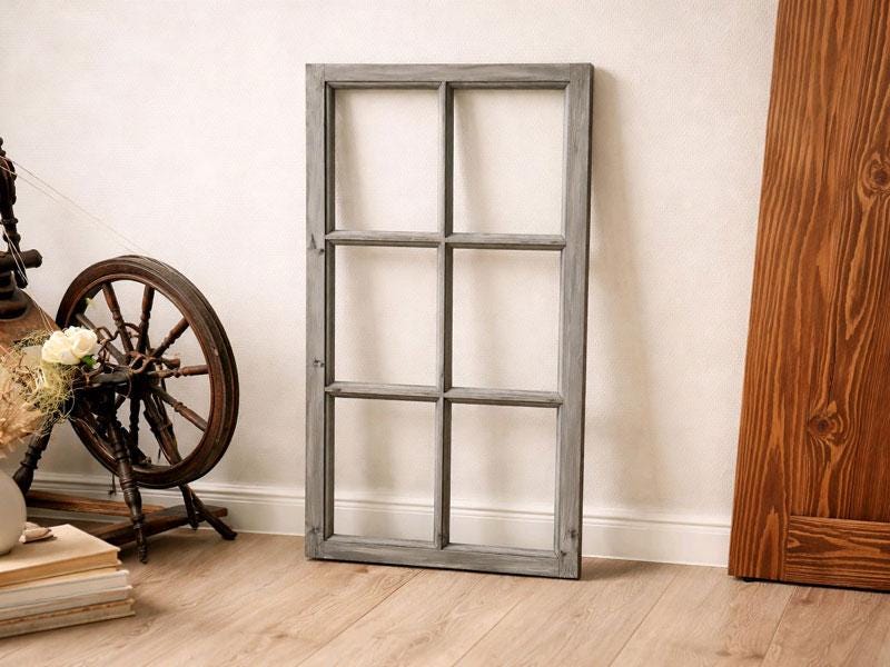 Lot De 2 Cadres Fenêtre Rustiques 16x32 - Déco Murale Style Ferme Pour Salon, Chambre, Cuisine
