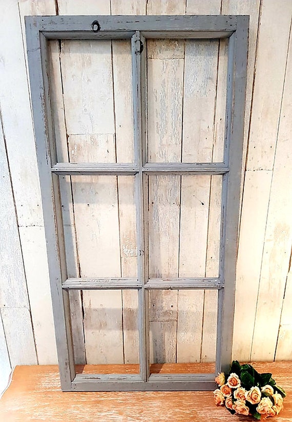 Ventana decorativa de madera 43 x 85 cm Marco de ventana decorativo de  pared Old Grey para fotos, etc. -  España