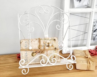 Shabby Chic Kochbuchständer Schmiedeeiserner Notenständer antik weiß Staffelei für Leinwand Vintage Buchständer