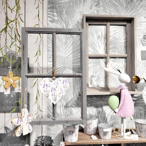 Decorative wooden window 40 x 60 cm &quot;Old grey&quot; window for wall decoration Window frame with bars Vintage window