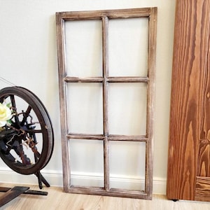 Decorative wooden window 43 x 85 cm &quot;Country house brown&quot; wall decoration window like oak Sonoma window frame