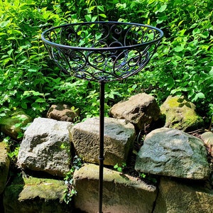 Nostalgic basket 40 cm Ø plant basket on stick garden stake with flower basket 120 cm vintage garden decoration