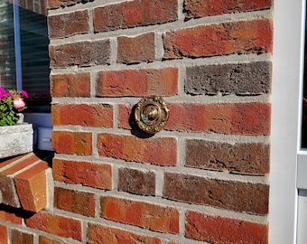 Nostalgic doorbell button, 9 cm diameter, brass, antique style, vintage doorbell, round.