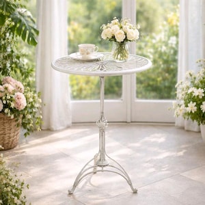 Nostalgic Shabby Chic Plant Table Side Table Wrought Iron White Planting Table Conservatory Table Balcony Table White Living Decor Veranda