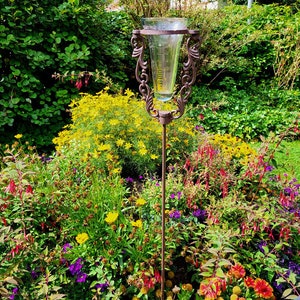 Large Rain Gauge Garden Stake 133cm Cast Iron Vintage Rain Gauge Bed Stake