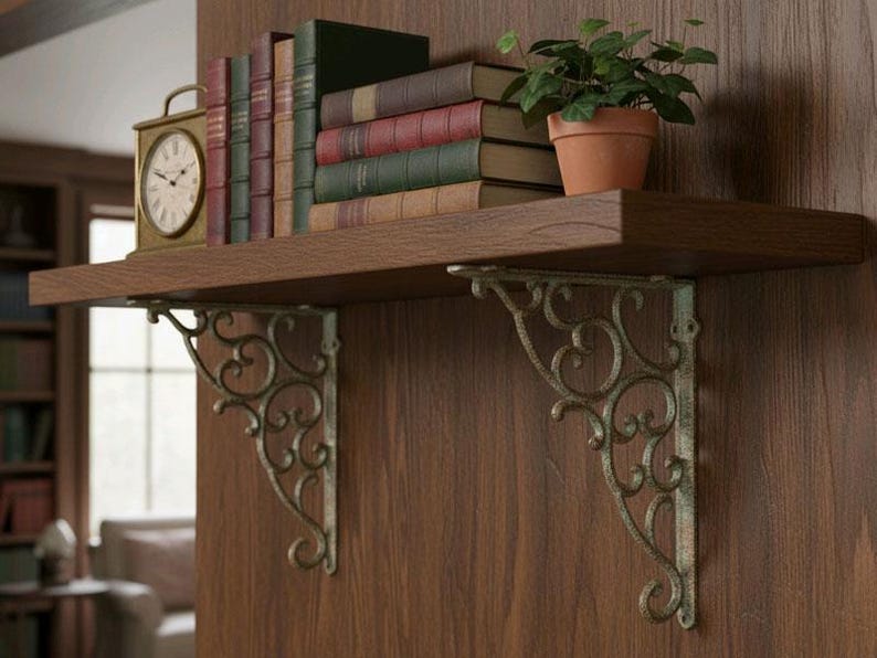 1 large vintage shelf bracket 24 x 33 cm, for building your own shelves, DIY shelf angle, cast iron shelf holder, shelf support, wall bracket, corner console image 6