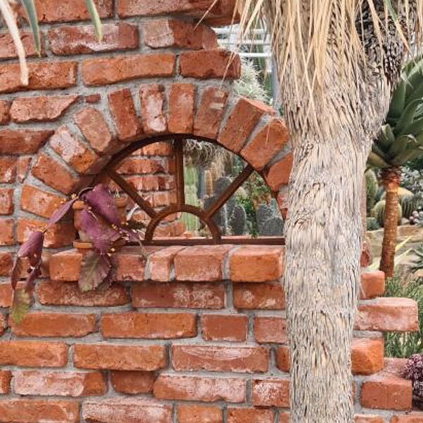 Halbrundes Gussfenster Aus Eisen – Antik Look, 36 X 67 Cm (mit Zapfen) – Für Gartenmauern & Deko