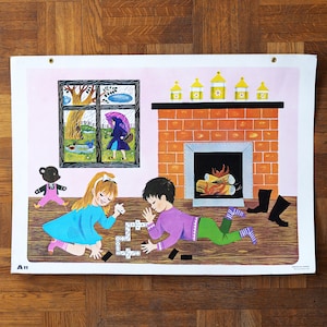 Affiche scolaire "Jeux" 1965