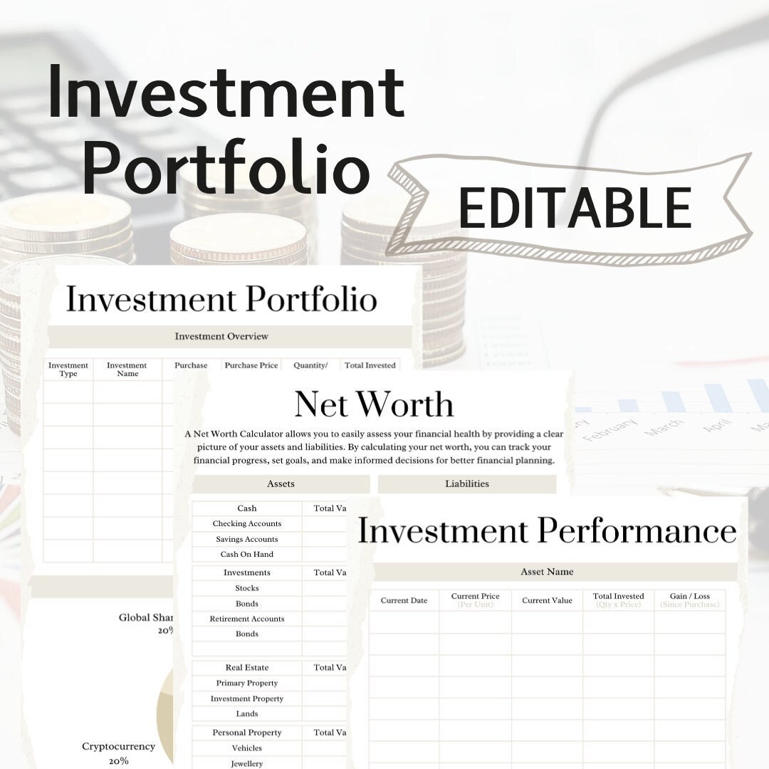Editable Investment Portfolio Performance Tracker Pack Digital Editable Investment Portfolio Performance Tracker Pack Digital