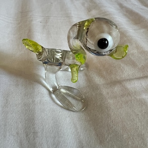 Vintage Uranium Glass Murano Style Duck Figurine | Hand-Blown Mid Century Miniature | c. 1950-1960&#39;s 4.8cm H x 4.8cm W