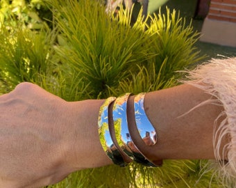 Sterling Silver Solid Wide Cuff Bangle for Men, Hand Forged 930 Argentium Heavy Bracelet, Chunky Artisan Statement Cuff, Boyfriend Gift