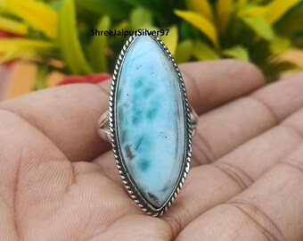 Anello con pietra preziosa Larimar: gioielli di design in argento sterling 925 - Italia