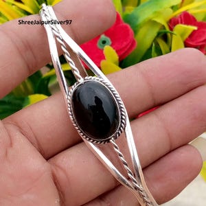 Bracciale in argento sterling con onice nero: bracciale regolabile fatto a mano con pietre preziose
