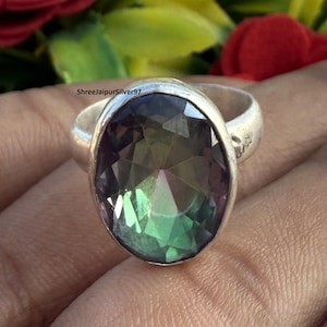 Mystic Topaz Meditation Ring: Handmade 925 Sterling Silver