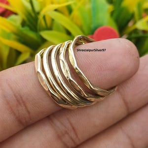 Brass Designer Ring, Brass 5 Set Of band Ring, Solid 100% Brass Ring, Unisex Ring, Handmade Ring, Anniversary Gift Ring, Birthday Gift Ring