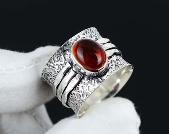 Natural Red Garnet Ring, Solid 925 Sterling Silver Ring, Statement Ring, Handmade Women Ring, Beautiful Designer Ring, Popular Ring,  S185