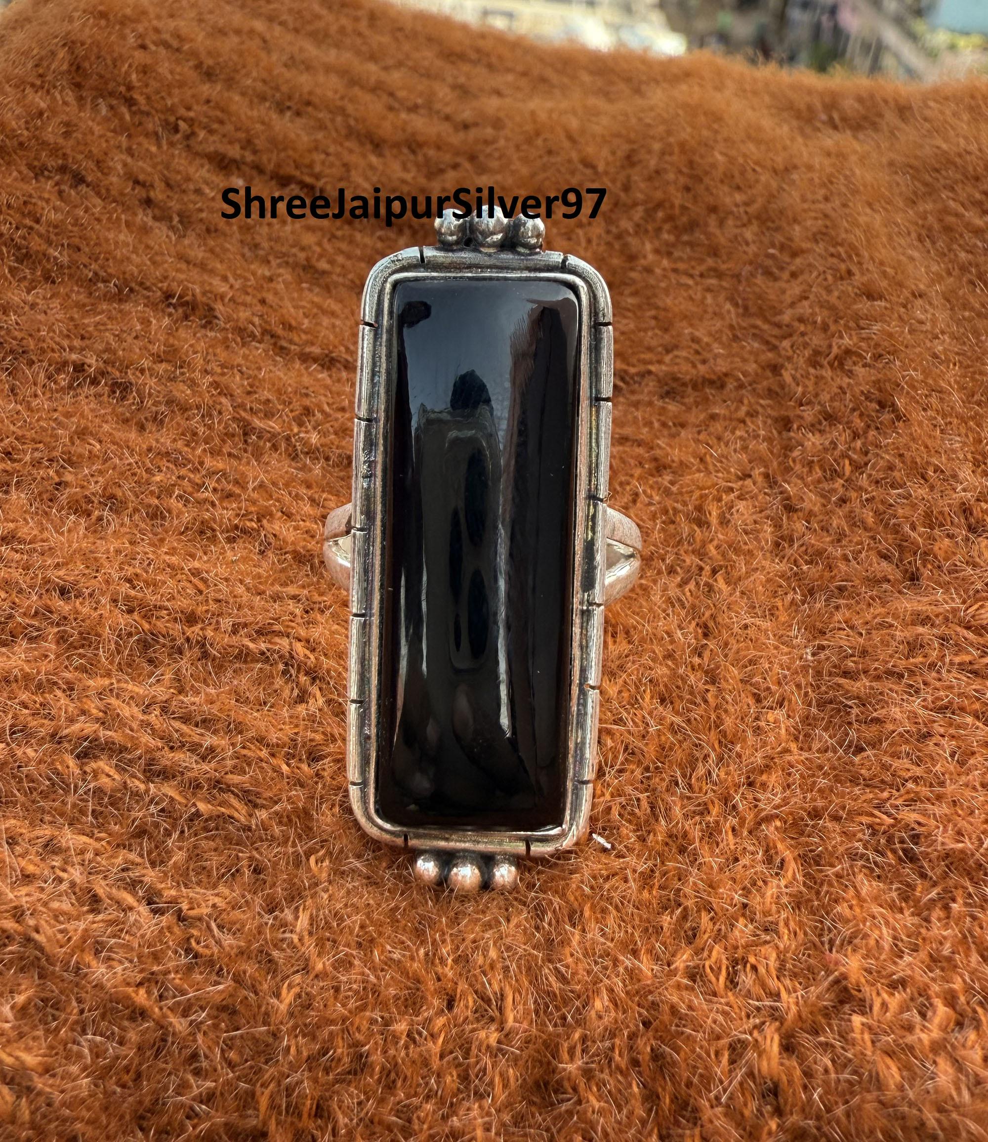 Popular Gift Ring, Black Onyx Gemstone Ring, 925 Sterling Silver Ring, Designer Ring, Handmade Ring, Adjustable Ring, Anniversary Gift Ring,