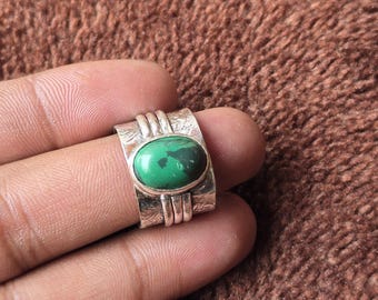 Designer Ring, 925 Sterling Silver Ring, Malachite Gemstone Ring, Handmade Ring, Engagement Gift Ring, Meditation Ring, Adjustable Ring,
