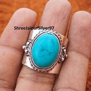 Popular Turquoise Gemstone Ring, 925 Sterling Silver Ring, Designer Ring, Beautiful Gift Ring, Handmade Ring, Adjustable Ring, Lovely Ring
