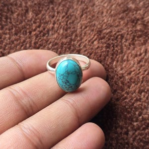 Blue Turquoise Gemstone Ring, Beautiful Ring, Handmade Ring, Designer Ring, 925 Sterling Silver Ring, Adjustable Ring, Anniversary Ring,