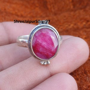Anillo hecho a mano, anillo con piedra preciosa de rubí, anillo de plata de ley 925, hermoso anillo de regalo, anillo de diseñador, anillo ajustable, anillo de regalo de cumpleaños,
