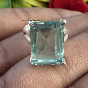 Anello con acquamarina: fatto a mano in argento sterling 925