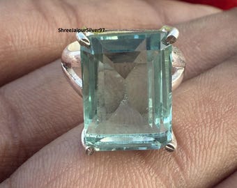 Anello con acquamarina: fatto a mano in argento sterling 925