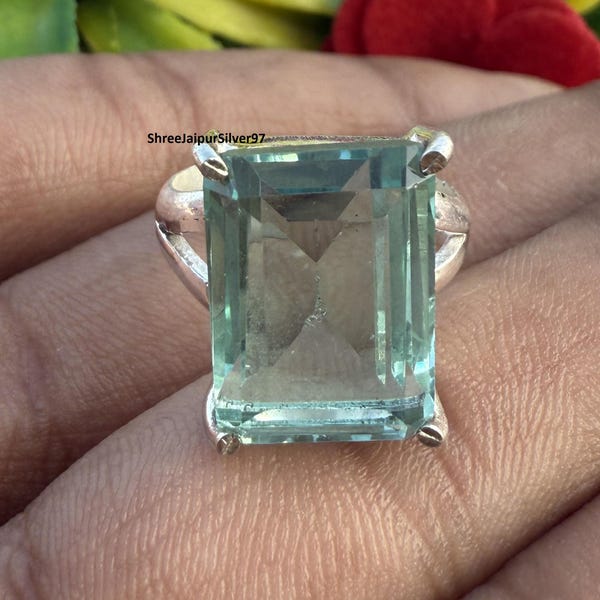 Aquamarin Statement Ring: Handgefertigt aus 925 Sterlingsilber