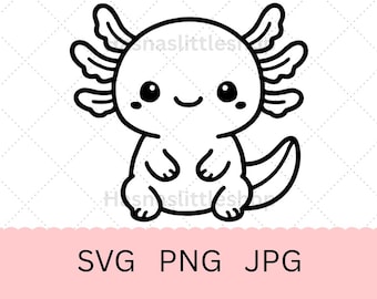 Axolotl SVG, Axolotl cut file, Axolotl Outline, cut file for Cricut, Axolotl PNG, Animal clipart, Axolotl JPG, kawaii Axolotl clipart