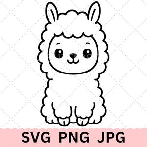Llama SVG, Llama Outline, cut file for Cricut, Llama PNG, Animal clipart, Llama JPG, Baby shower, Kids engraving laser