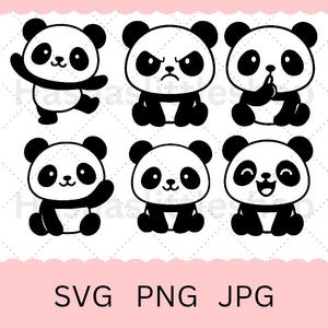 Panda fofo svg, panda svg, pacote de panda svg, panda kawaii, panda png, panda jpg