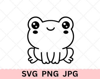 Frog SVG, Frog Outline, cut file for Cricut, Frog png, Animal Clipart, Frog JPG, Cute Frog svg, Cute Frog Clipart, Frog png