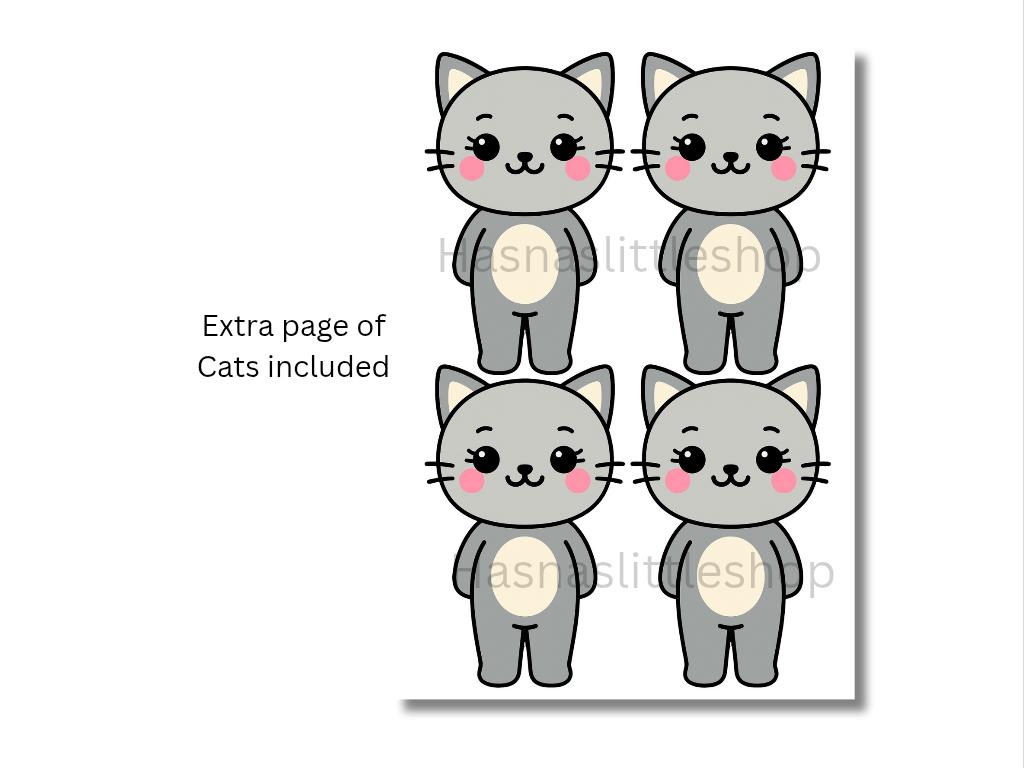 Kawaii Cat Paper Doll – Printable DIY Craft for Kids, Instant Download ...