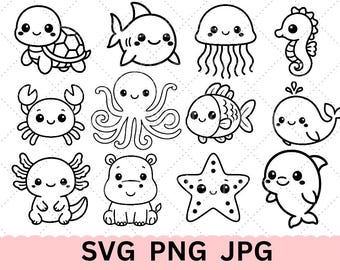 Fish SVG, Fish Outline, cut file for Cricut, Fish PNG, Sea Animal clipart, Fish JPG, Baby shower, Kids engraving laser