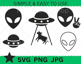 Alien svg, UFO svg, Alien Bundle svg, Alien jpg, Alien Png, Ufo jpg, Ufo Png, Alien Cricut, Extraterrestrial Clipart, Alien Abduction Art