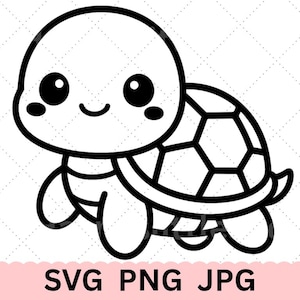 Turtle SVG, Turtle cut file, Turtle Outline, cut file for Cricut, Turtle PNG, Animal clipart, Turtle JPG, kawaii Turtle clipart, cute Turtle