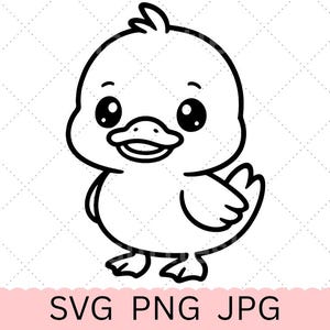 Duck SVG, Duck Outline, cut file for Cricut, Duck PNG, Animal clipart, Duck JPG, Baby shower, Kids engraving laser