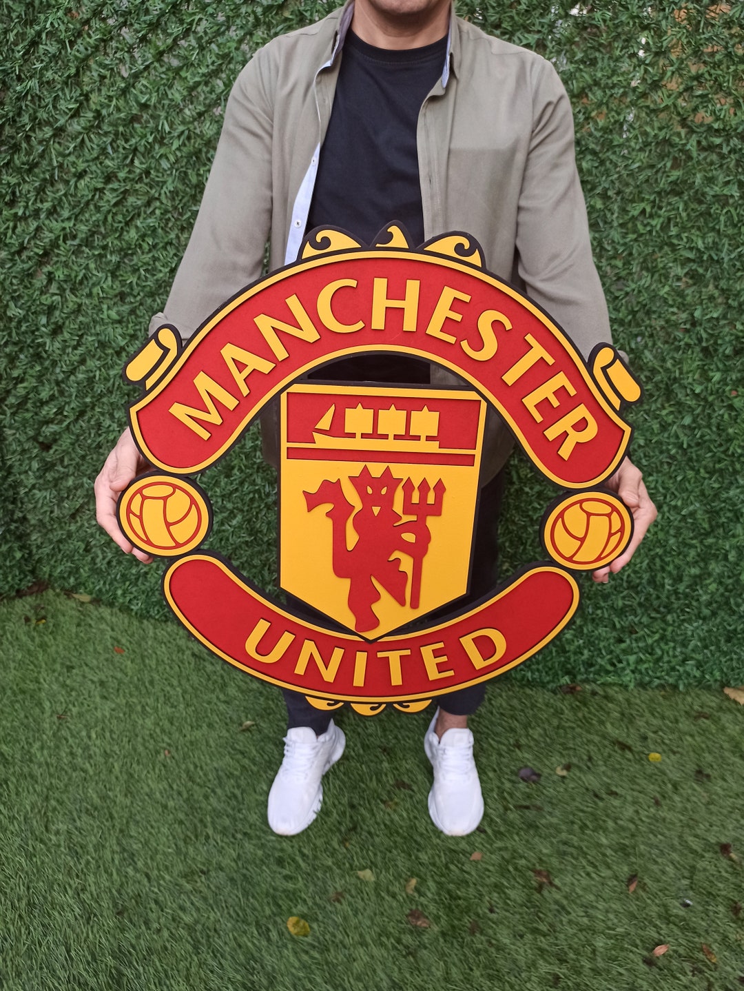 3D Manchester Team Logo. Wall Art Manchester United FC Decor. Wooden Manchester United FC