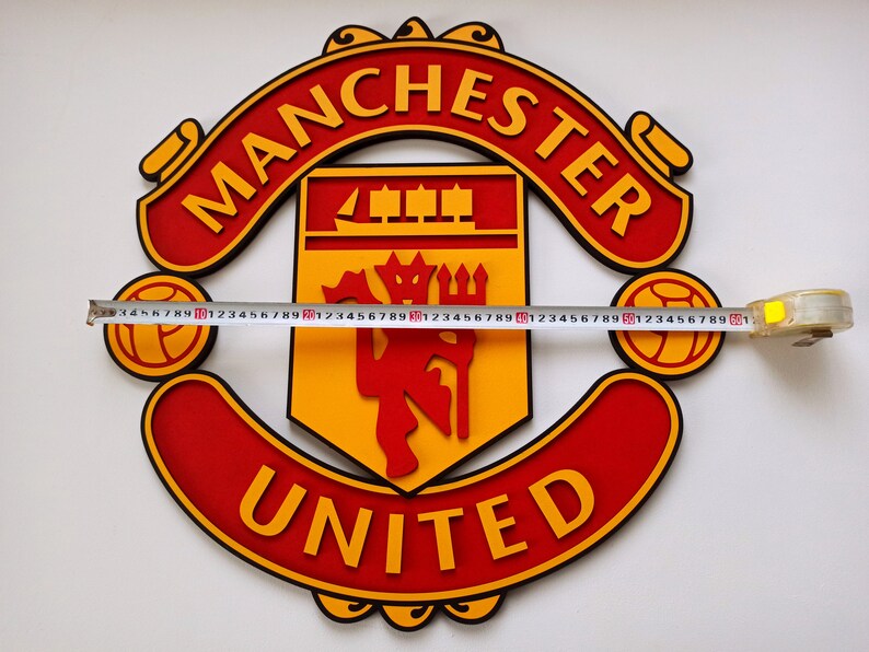 3D Manchester Team Logo. Wall Art Manchester United FC Decor. Wooden Manchester United FC