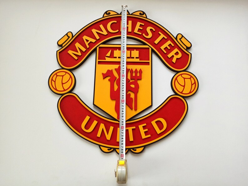 3D Manchester Team Logo. Wall Art Manchester United FC Decor. Wooden Manchester United FC