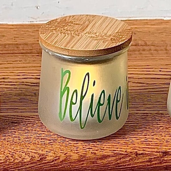 Decorative Jar with Light - Believe in Miracles | Candle Alternative | Small Decorative Light | Prayer Jar with Light | Inspirational Gifts