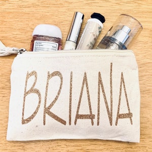 Personalized Canvas Zipper Pouch Custom (Mini or Large) Canvas Pouch Custom Back to School Pencil Pouch Personalized Make Up Pouch Name Bag