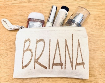 Personalized Canvas Zipper Pouch Custom Canvas Pouch Custom Canvas Bag Personalized Canvas Bag Personalized Make Up Bag Name Make Up Pouch